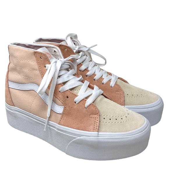 VANS Sk8-Hi Tapered Platform Shoes Skate Peach Women's Suede Canvas VN0A5JMKBOD - Picture 2 of 9